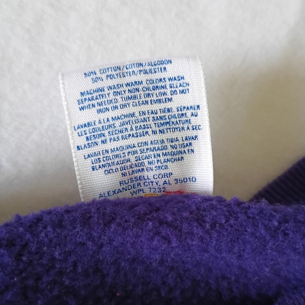 Vintage Wisconsin Sweatshirt Men's XL 90s Jerzees Crewneck Purple Graphic Print. - Picture 7 of 12